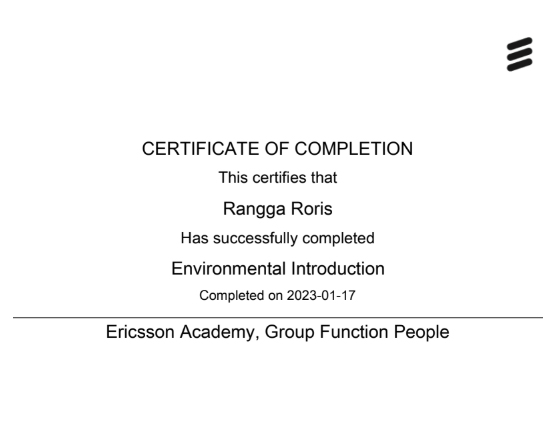 Ericsson Certificate